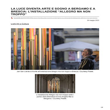 LUCE - La luce diventa arte e sogno a Bergamo e a Brescia: l'installazione 