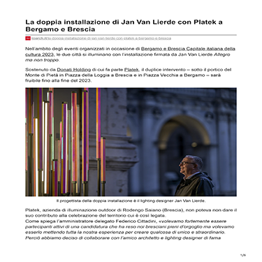 IoArch - La doppia installazione di Jan Van Lierde con Platek a Bergamo e Brescia
