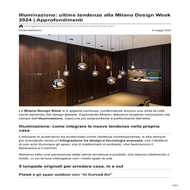 Casa Oggi e Domani - Illuminazione: ultime tendenze alla Milano Design Week 2024