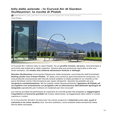 InfoBuild - In Curved Air di Gordon Guillaumier: la novità di Platek