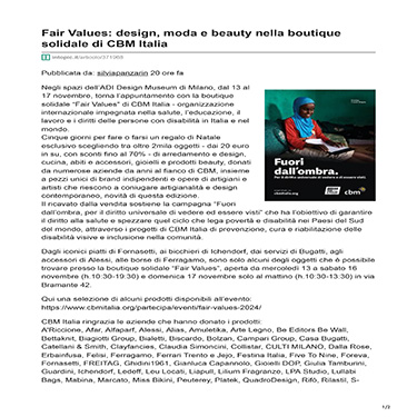 Intopic - Fair Values: design, moda e beauty nella boutique solidale di CBM Italia