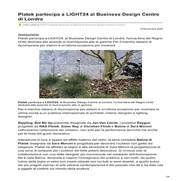 Udite Udite - Platek partecipa a LIGHT24 al Business Design Centre di Londra