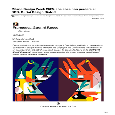 Pianeta Design - Milano Design Week 2025, che cosa non perdere al DDD, Durini Design District