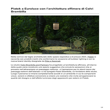 ioArch - Platek a Euroluce con l'architettura effimera di Calvi Brambilla